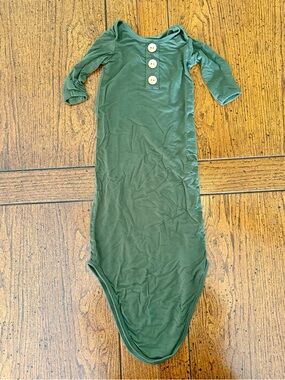 Caden Lane, Baby Knotted Gown - Olive Green with Buttons